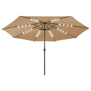 Ombrellone da Giardino con Luci LED 400 cm Tortora 312533
