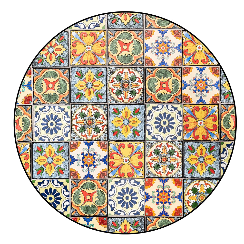 Set Tavolo e Sedie Pieghevoli con Cuscino Design Mosaico Arredo Esterno Giardino