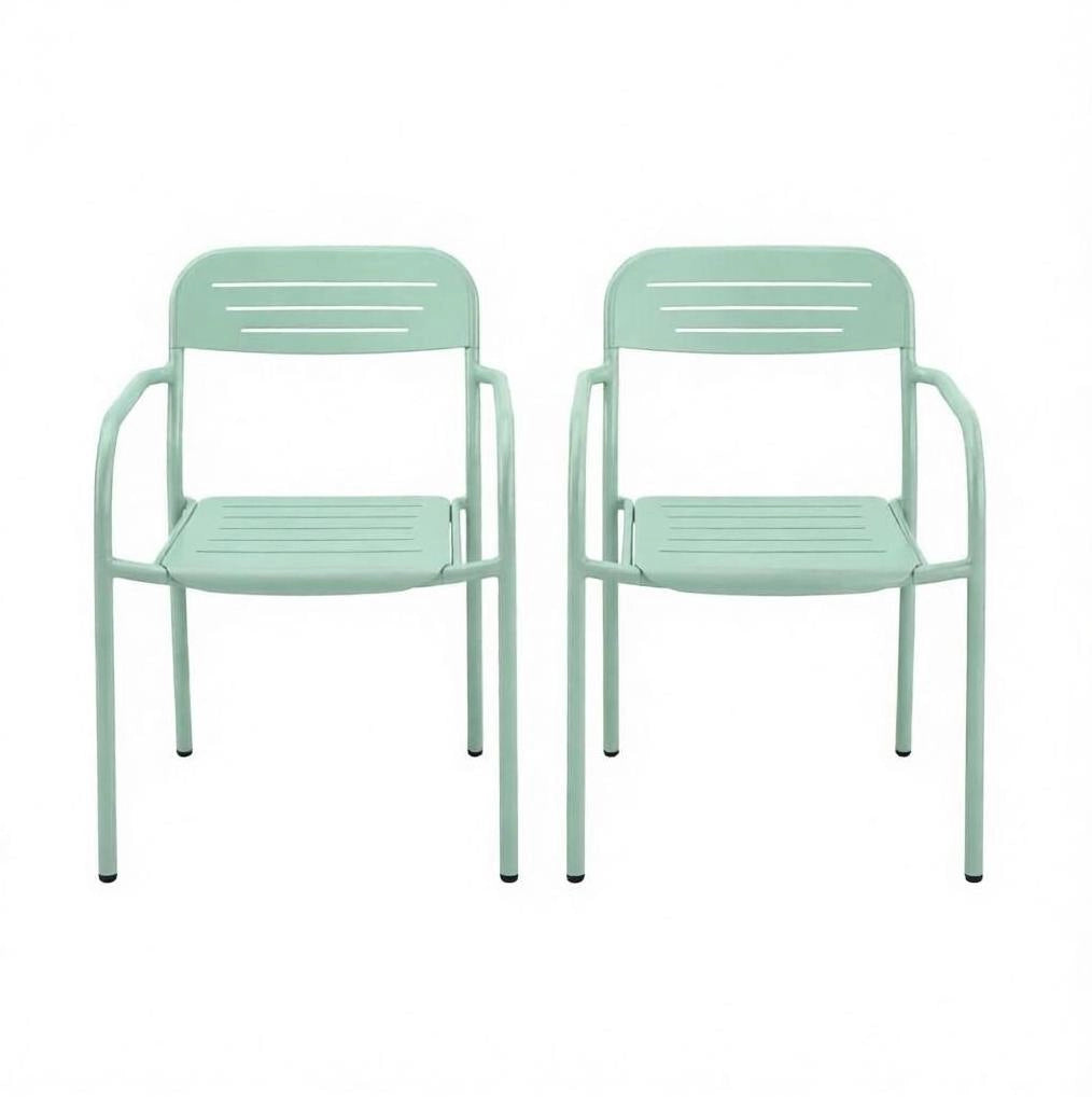 Set di 2 sedie da giardino impilabili in metallo verde 56 x 58 x 78 cm