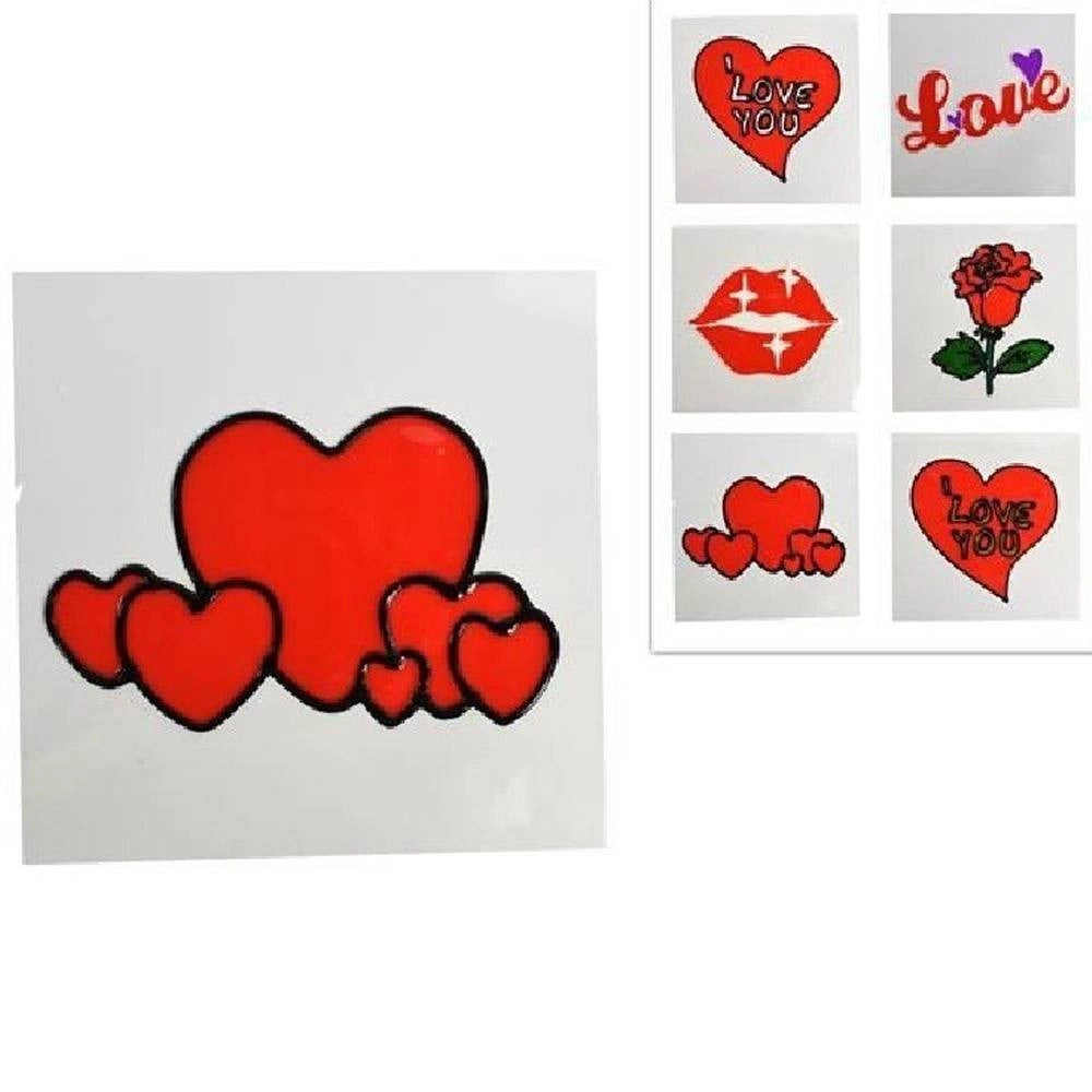 Trade Shop - Set 3 Vetrofania Adesivi Sticker 15cm San Valentino Amore Vari Modelli Assortiti -