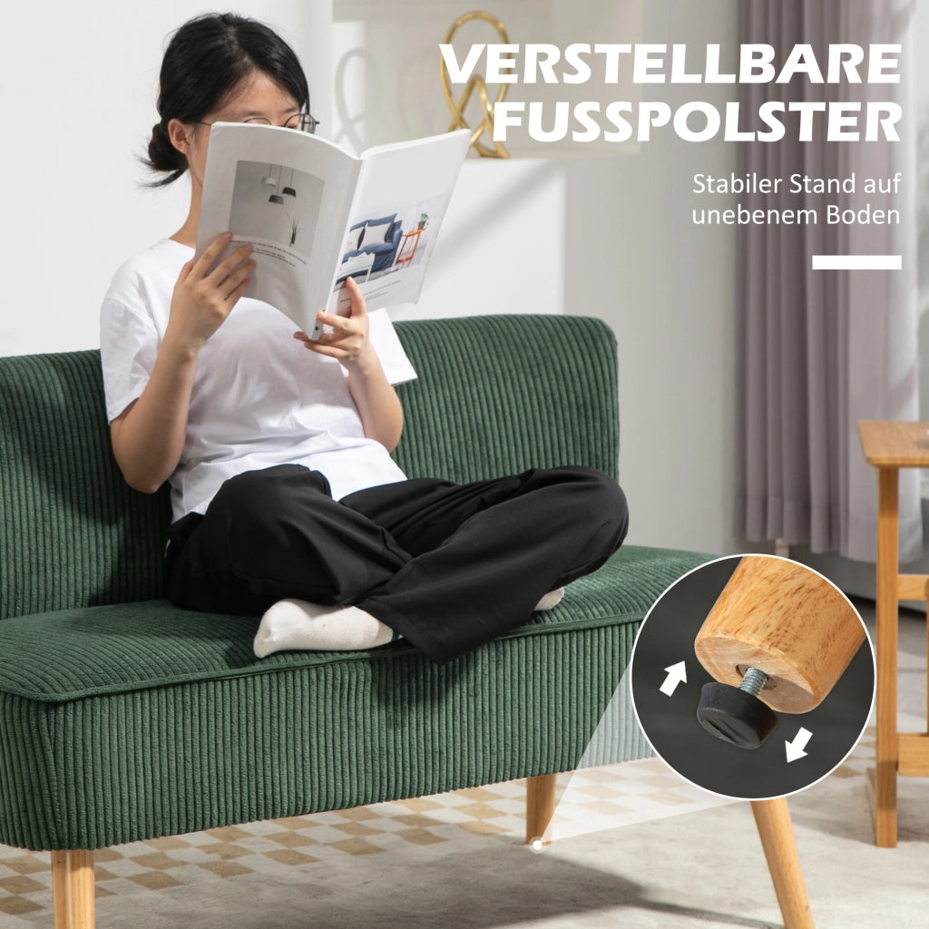 Divano 2 posti imbottito in tessuto similvelluto ¨C Minimal ¨C Verde 117x56,5x77 cm