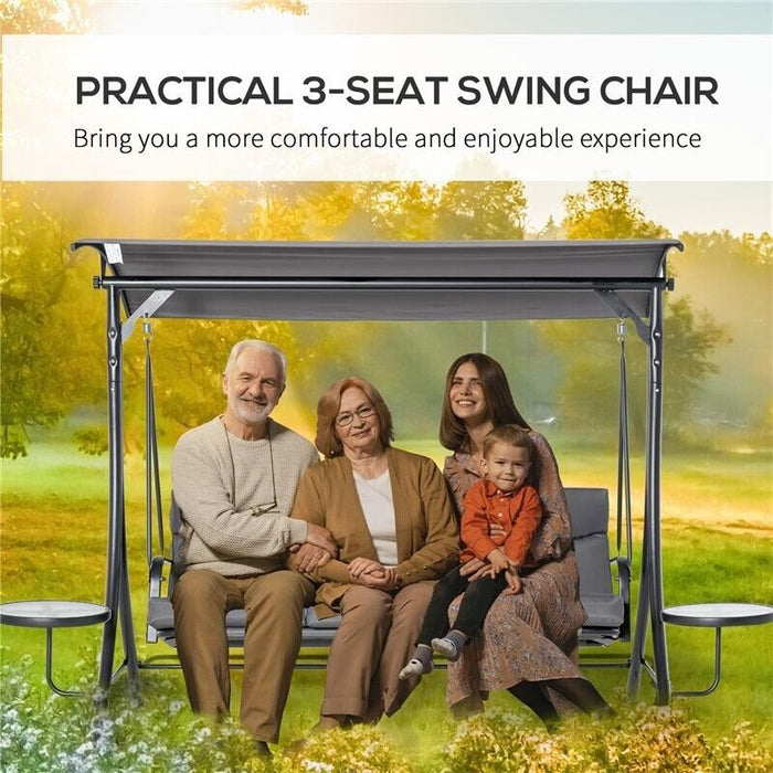 DONDOLO 3 POSTI DA GIARDINO O BALCONE CON TETTUCCIO E 2 TAVOLINI