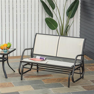 DONDOLO DA GIARDINO A 2 POSTI IN METALLO E TESSUTO TRASPIRANTE BEIGE