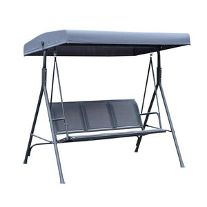 DONDOLO 3 POSTI CON BALDACCHINO IN ACCIAIO E TESSUTO POLIESTERE GRIGIO