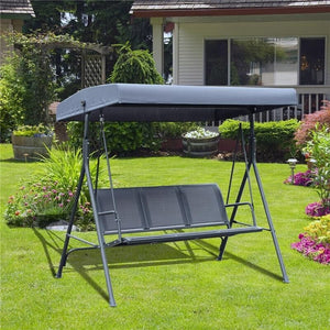 DONDOLO 3 POSTI CON BALDACCHINO IN ACCIAIO E TESSUTO POLIESTERE GRIGIO