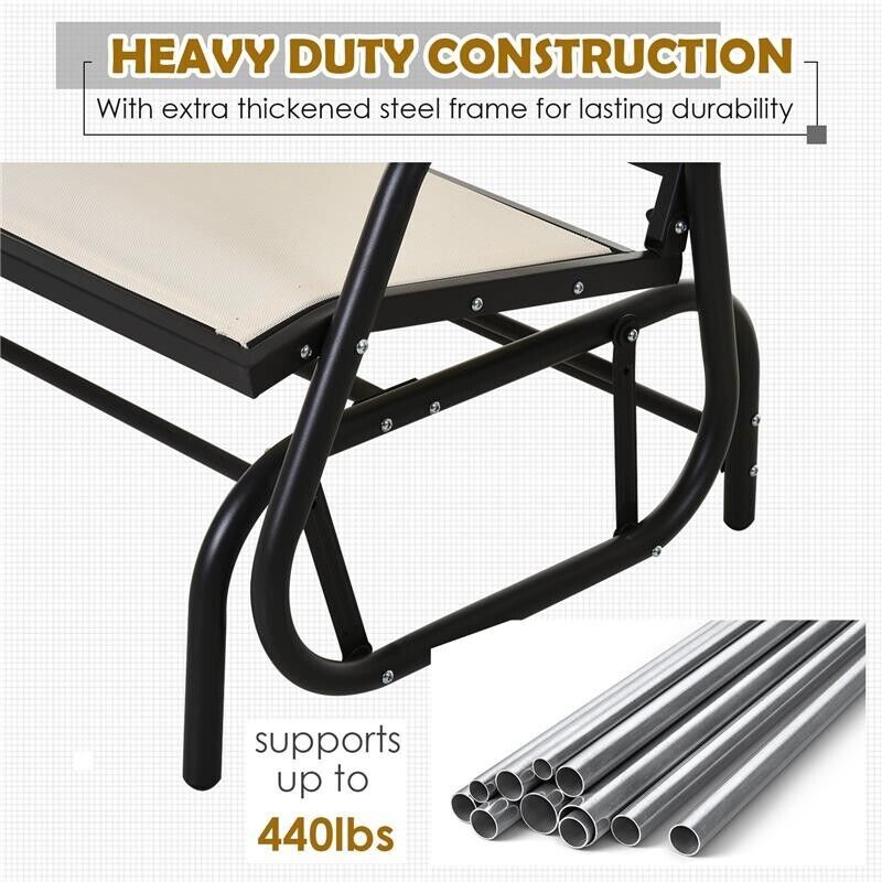 DONDOLO DA GIARDINO A 2 POSTI IN METALLO E TESSUTO TRASPIRANTE BEIGE