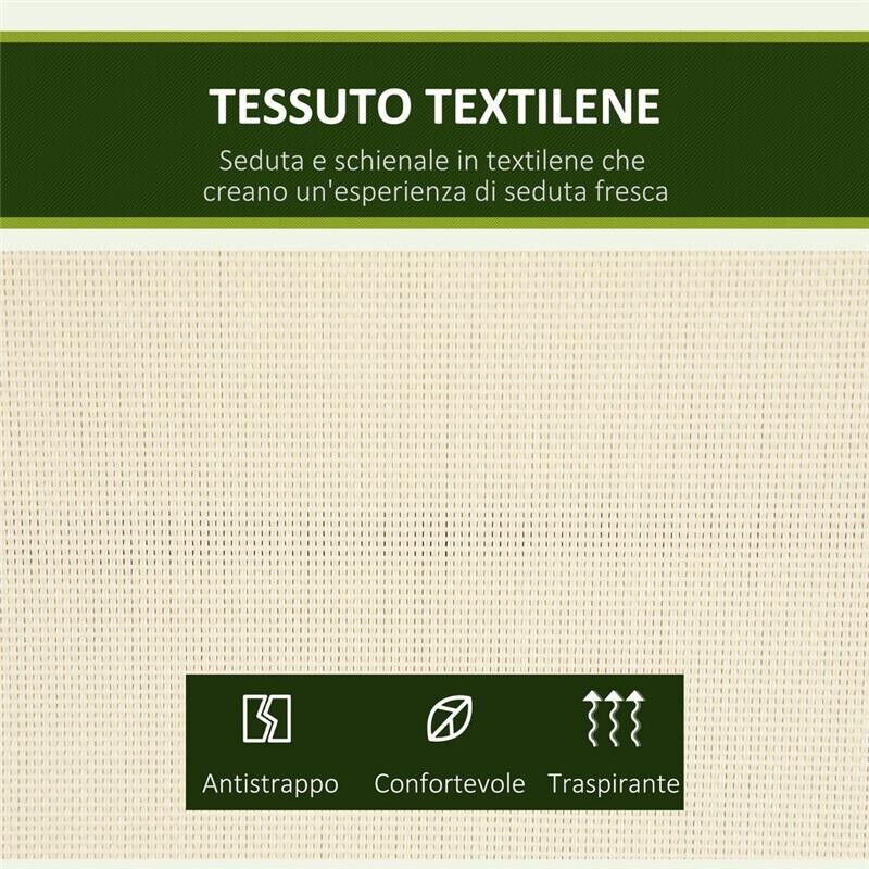 DONDOLO A 2 POSTI DA GIARDINO CON TETTUCCIO REGOLABILE 140 X 118 X 162CM BEIGE