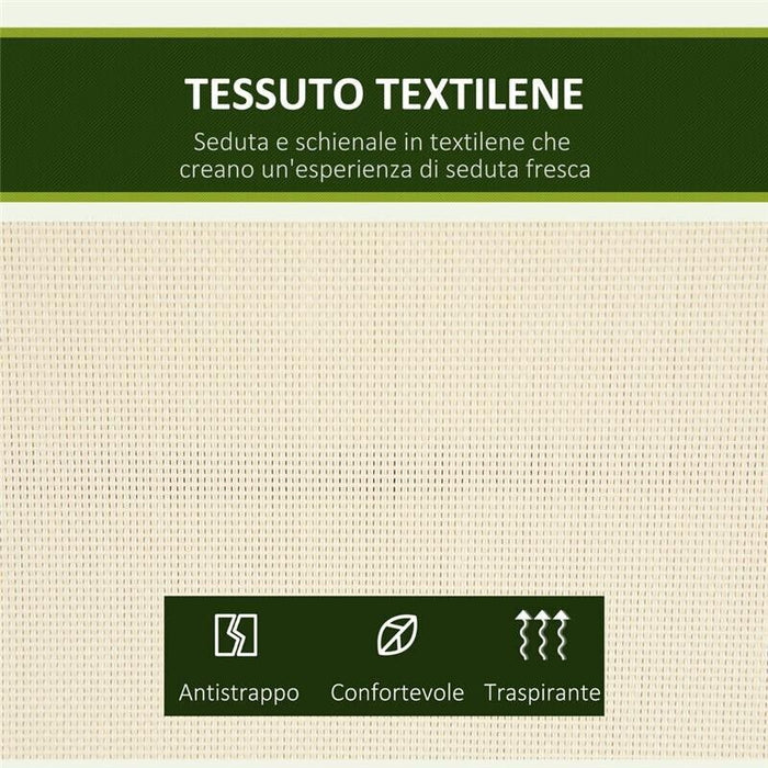 DONDOLO A 2 POSTI DA GIARDINO CON TETTUCCIO REGOLABILE 140 X 118 X 162CM BEIGE