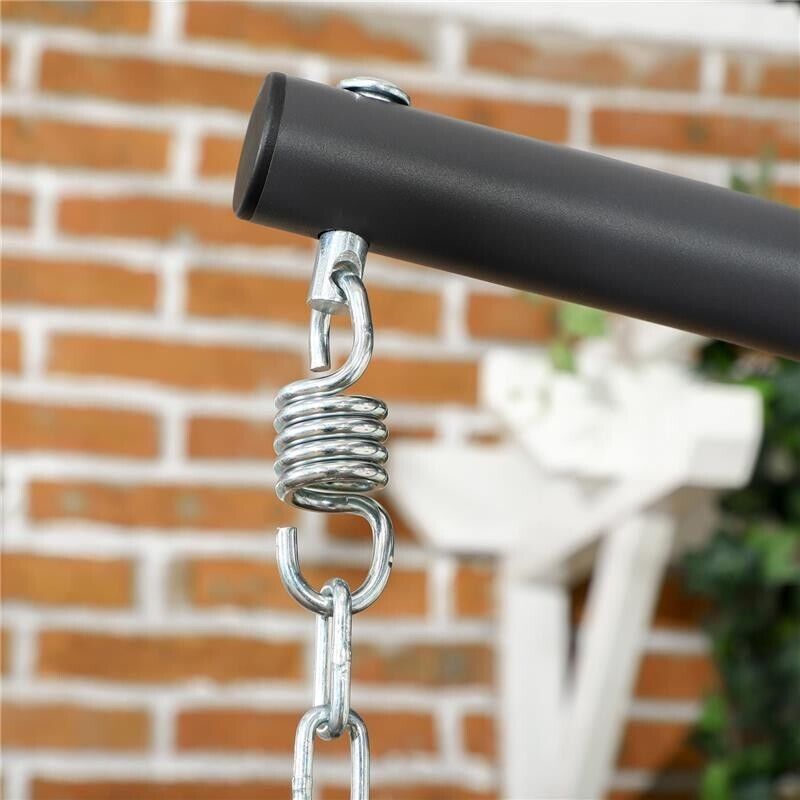 POLTRONA SOSPESA IN RATTAN PE CON CUSCINO, SEDUTA PIEGHEVOLE E STRUTTURA IN ACCIAIO, GRIGIO