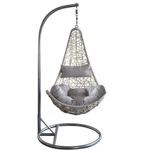 DONDOLO PONZA CON STRUTTURA IN ACCIAIO OPACO TORTORA E WICKER GRIGIO