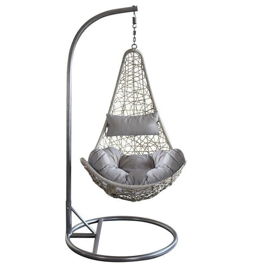 DONDOLO PONZA CON STRUTTURA IN ACCIAIO OPACO TORTORA E WICKER GRIGIO