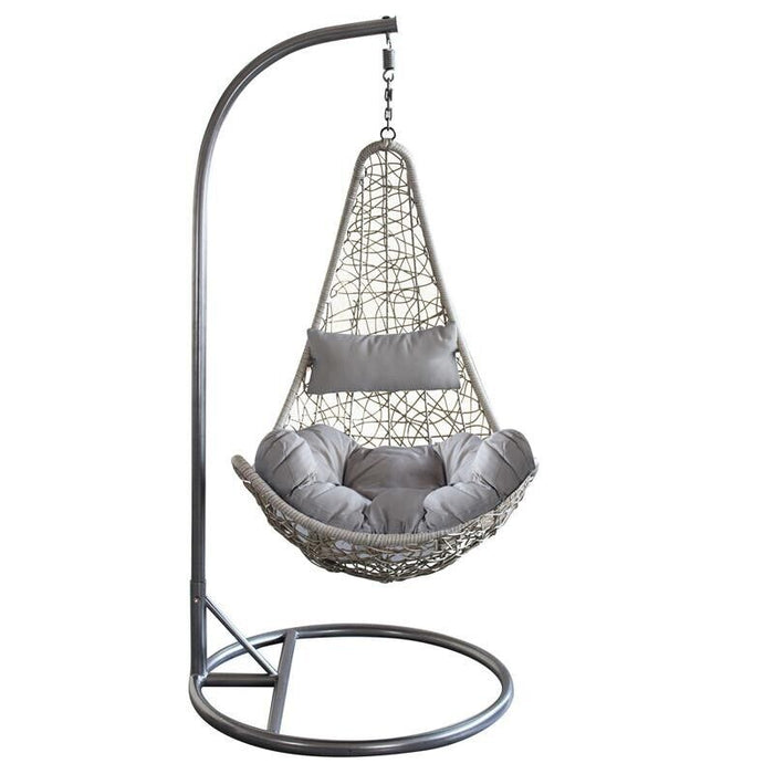 DONDOLO PONZA CON STRUTTURA IN ACCIAIO OPACO TORTORA E WICKER GRIGIO