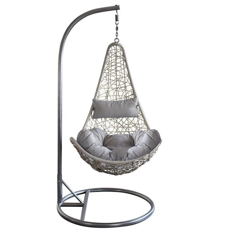 DONDOLO PONZA CON STRUTTURA IN ACCIAIO OPACO TORTORA E WICKER GRIGIO