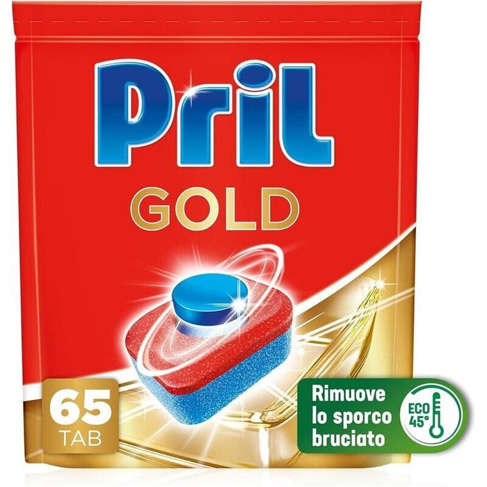 PRIL GOLD TABS 10 AZIONI DETERSIVO PER LAVASTOVIGLIE PULISCE A FONDO ANCHE I RESIDUI OSTINATI 65 TABS