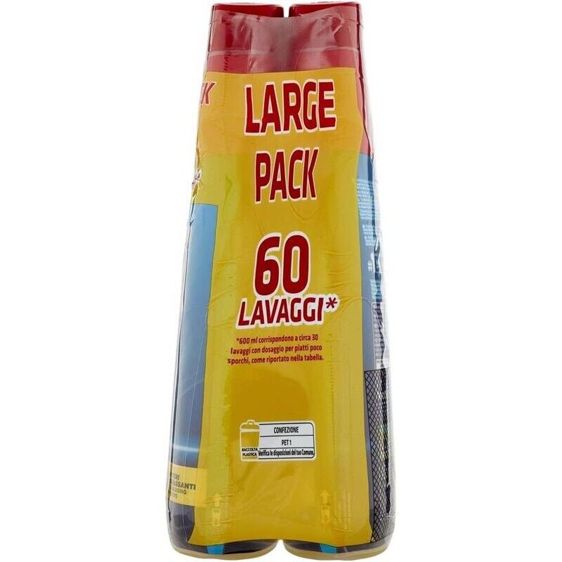 FINISH DETERSIVO GEL LAVASTOVIGLIE LEMON 2X600 ML - 1200 ML LARGE PACK PULIZIA E BRILLANTEZZA EFFICACE ANCHE NEI CICLI BREVI