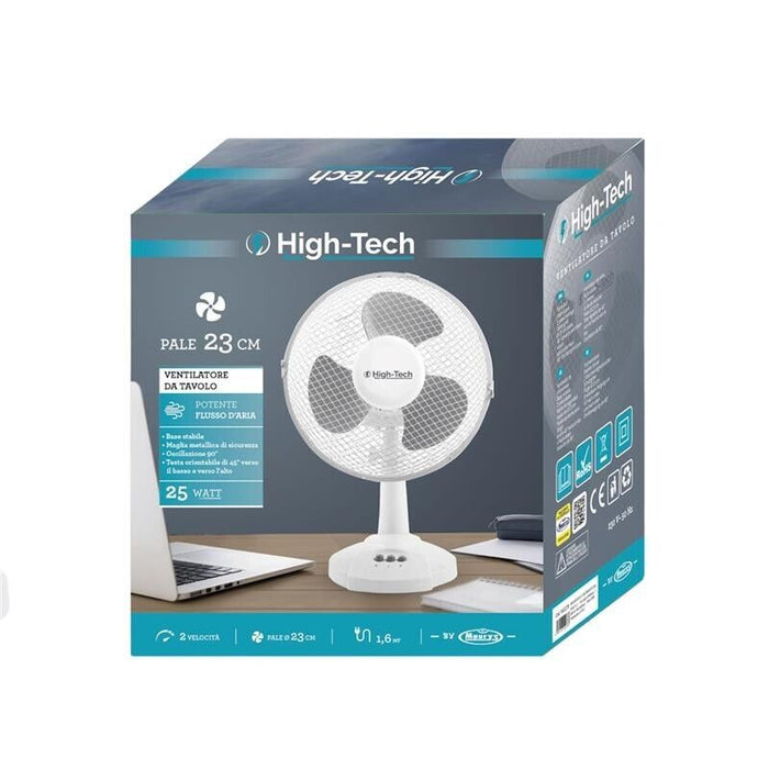 HIGH-TECH VENTILATORE DA TAVOLO 2 VELOCITÀ 25 WATT COLORE BIANCO