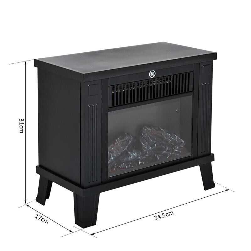 CAMINO ELETTRICO DA TERRA 600W/1200W CON EFFETTO FIAMMA, NERO, 34.5X17X31CM