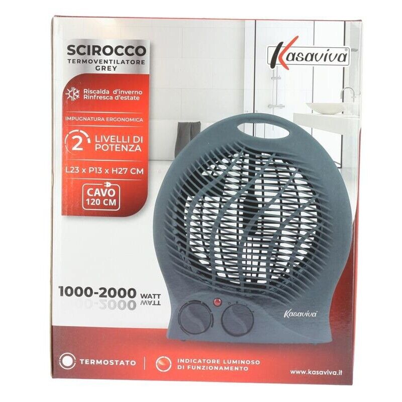 TERMOVENTILATORE SCIROCCO GRIGIO 2000W 2 LIVELLI DI POTENZA