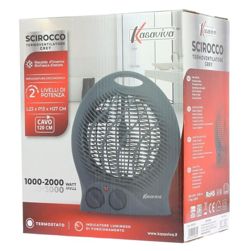 TERMOVENTILATORE SCIROCCO GRIGIO 2000W 2 LIVELLI DI POTENZA