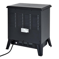 CAMINO ELETTRICO DA TERRA CON EFFETTO FIAMMA REGOLABILE 1800W, NERO, 36X25.5X41.5CM