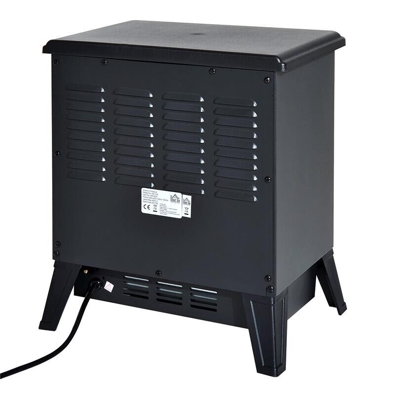 CAMINO ELETTRICO DA TERRA CON EFFETTO FIAMMA REGOLABILE 1800W, NERO, 36X25.5X41.5CM