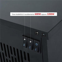 CAMINO ELETTRICO DA TERRA POTENZA 600W/1200W IN PLASTICA E VETRO TEMPERATO NERO, 34X17X25CM