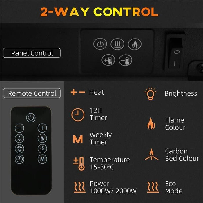 CAMINETTO ELETTRICO A 10 COLORI CON SPEGNIMENTO AUTOMATICO E TIMER DA 12H, 61X28X66.5 CM, BIANCO