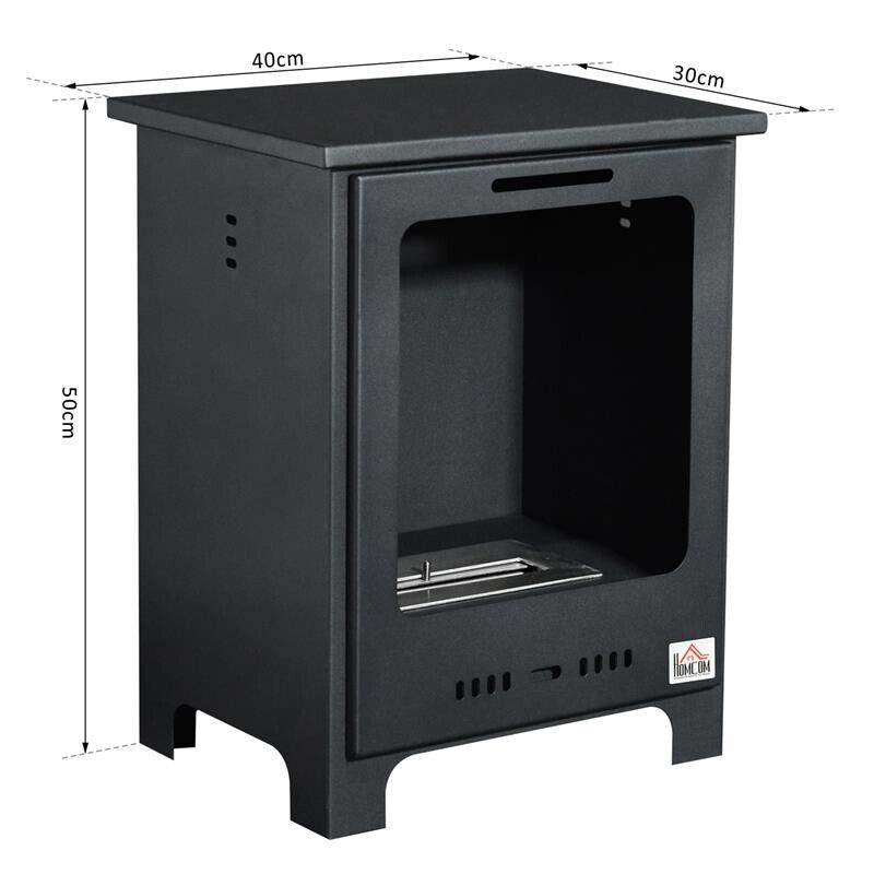 CAMINO A BIOETANOLO 1.5L IN ACCIAIO SENZA CANNA FUMARIA NERO 40 X 30 X 50 CM