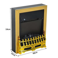 CAMINO ELETTRICO DA INCASSO O DA TERRA 2000W IN PLASTICA E METALLO, ORO, 48X19X59CM