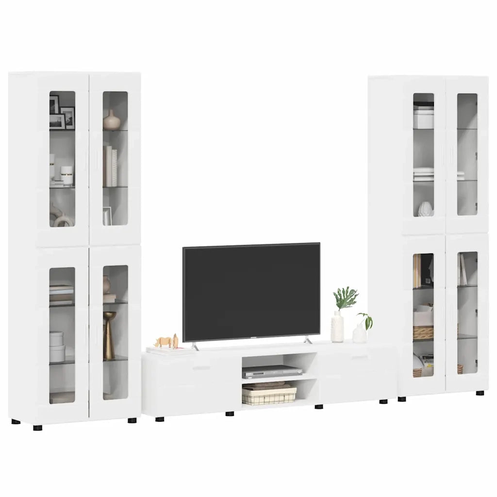 Set mobile TV con cassetto FLORIN Bianco Legno multistrato