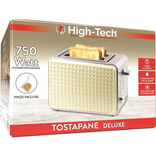 HIGH-TECH TOSTAPANE DA 750 WATT IN ACCIAIO E FINITURE AVORIO