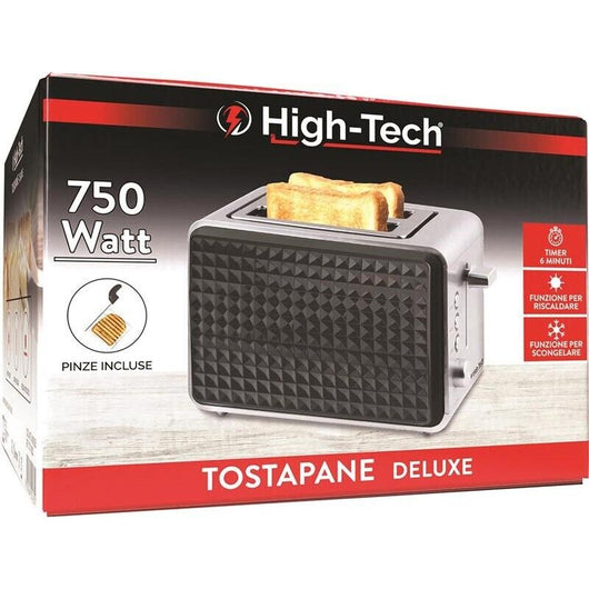 HIGH-TECH TOSTAPANE DA 750 WATT IN ACCIAIO E FINITURE NERE