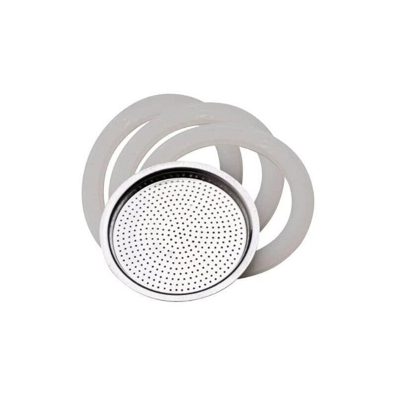 RICAMBI PER MOKA IN SET DA 3 PEZZI GUARNIZIONE E FILTRO PER MOKA DA 6 TAZZE