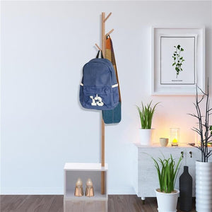 APPENDIABITI SCARPIERA CON 6 GANCI IN BAMBÙ  40X30X180 CM BASE BIANCA