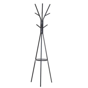 APPENDIABITI DA TERRA ATTACCAPANNI IN METALLO E LEGNO NERO 45X45X180CM