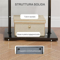 APPENDIABITI DA TERRA A C CON 3 GANCI, BARRA E VASSOIO INFERIORE, BASE IN PIETRA E PIEDINI ANTISCIVOLO, NERO