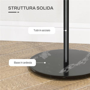 APPENDIABITI DA TERRA AUTOPORTANTE CON 6 GANCI A DISCO IN ACCIAIO E BASE IN ARDESIA, NERO