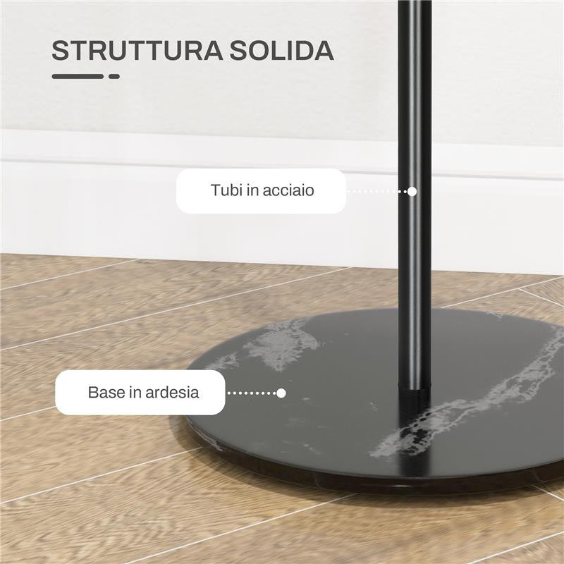 APPENDIABITI DA TERRA AUTOPORTANTE CON 6 GANCI A DISCO IN ACCIAIO E BASE IN ARDESIA, NERO