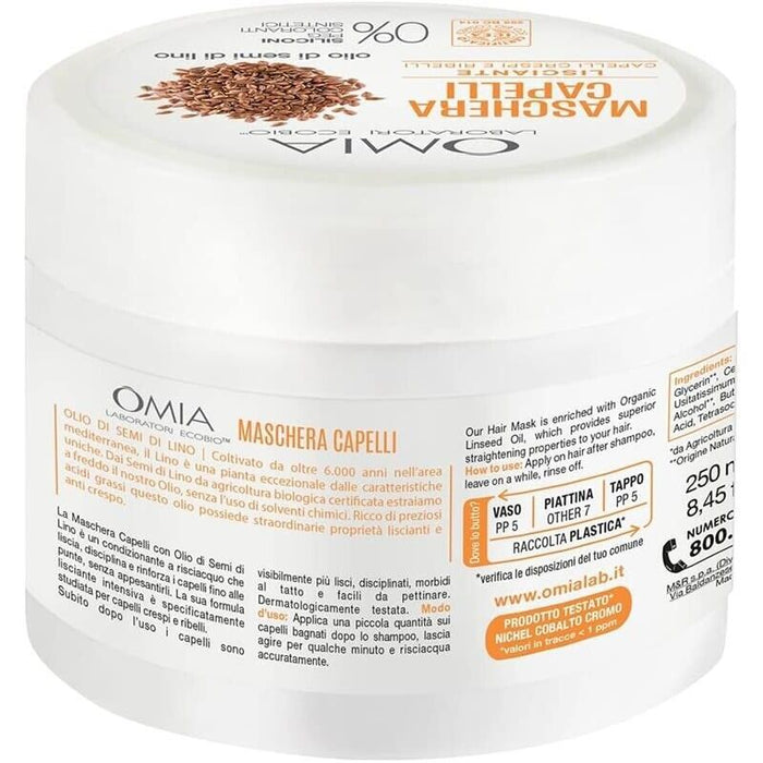 OMIA MASCHERA PER CAPELLI CON OLIO DI SEMI DI LINO RISTRUTTURANTE PER CAPELLI FRAGILI E SECCHI 250 ML NO SILICONI