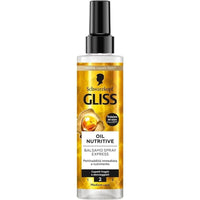 SCHWARZKOPF GLISS OIL NUTRITIVE BALSAMO SPRAY 200 ML CON OMEGA 9 E OLIO DI MARULA SENZA RISCIACQUO E TERMOPROTETTORE