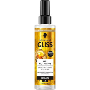SCHWARZKOPF GLISS OIL NUTRITIVE BALSAMO SPRAY 200 ML CON OMEGA 9 E OLIO DI MARULA SENZA RISCIACQUO E TERMOPROTETTORE