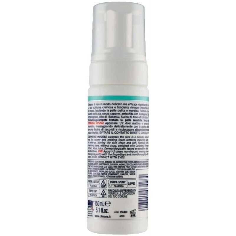 CLINIANS ANTIRUGHE REPAIR MOUSSE DETERGENTE VISO COLLAGENE AD ESTRATTO DI MELOGRANO PER TUTTI I TIPI DI PELLE 150 ML