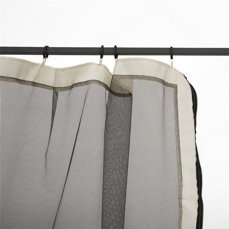 ZANZARIERA PER GAZEBO 3X4M CON CERNIERE E ANELLI, PANNELLI DA 352X207CM - NERO/BEIGE