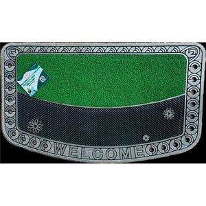 ZERBINO MIX FINTA ERBA E GOMMA CON SCRITTA WELCOME 45 X7 5 CM OKX