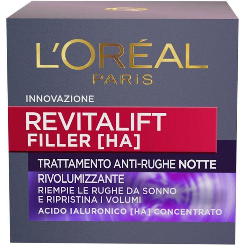 L'ORÉAL PARIS CREMA VISO NOTTE REVITALIFT FILLER AZIONE ANTIRUGHE CON ACIDO IALURONICO CONCENTRATO 50 ML