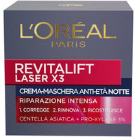 L'ORÉAL PARIS MASCHERA ANTI-ETÀ NOTTE DERMO EXPERTISE SOIN REVITALIFT LASER X3 CREMA-CON ACIDO IALURONICO, 50 ML