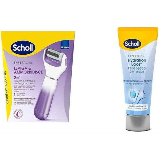 SCHOLL VELVET 2IN1  SISTEMA DI PEDICURE ELETTRONICO PER LEVIGARE TESTINE INTERSCAMBIABILI  SCHOLL CREMA PIEDI HYDRATION BOOST