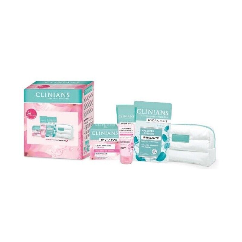 CLINIANS HYDRA PLUS COFANETTO REGALO X PELLI SECCHE -DETERGENTE 150 ML + CREMA IDRATANTE 50 ML + MASCHERA VISO 22 ML