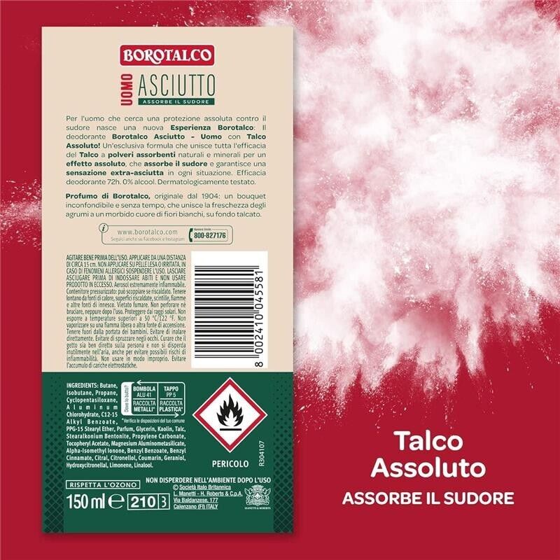 BOROTALCO DEO SPRAY 150 ML NEW PROFUMO DI BOROTALCO DA UOMO + ASCIUTTO
