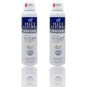 FELCE AZZURRA DEODORANTE 2 PZ SPRAY SKIN CARE CON THE BIANCO FORMULA IDRATALC EFFICACIA 48 ORE 150 ML L'UNO ANTIMACCHIA